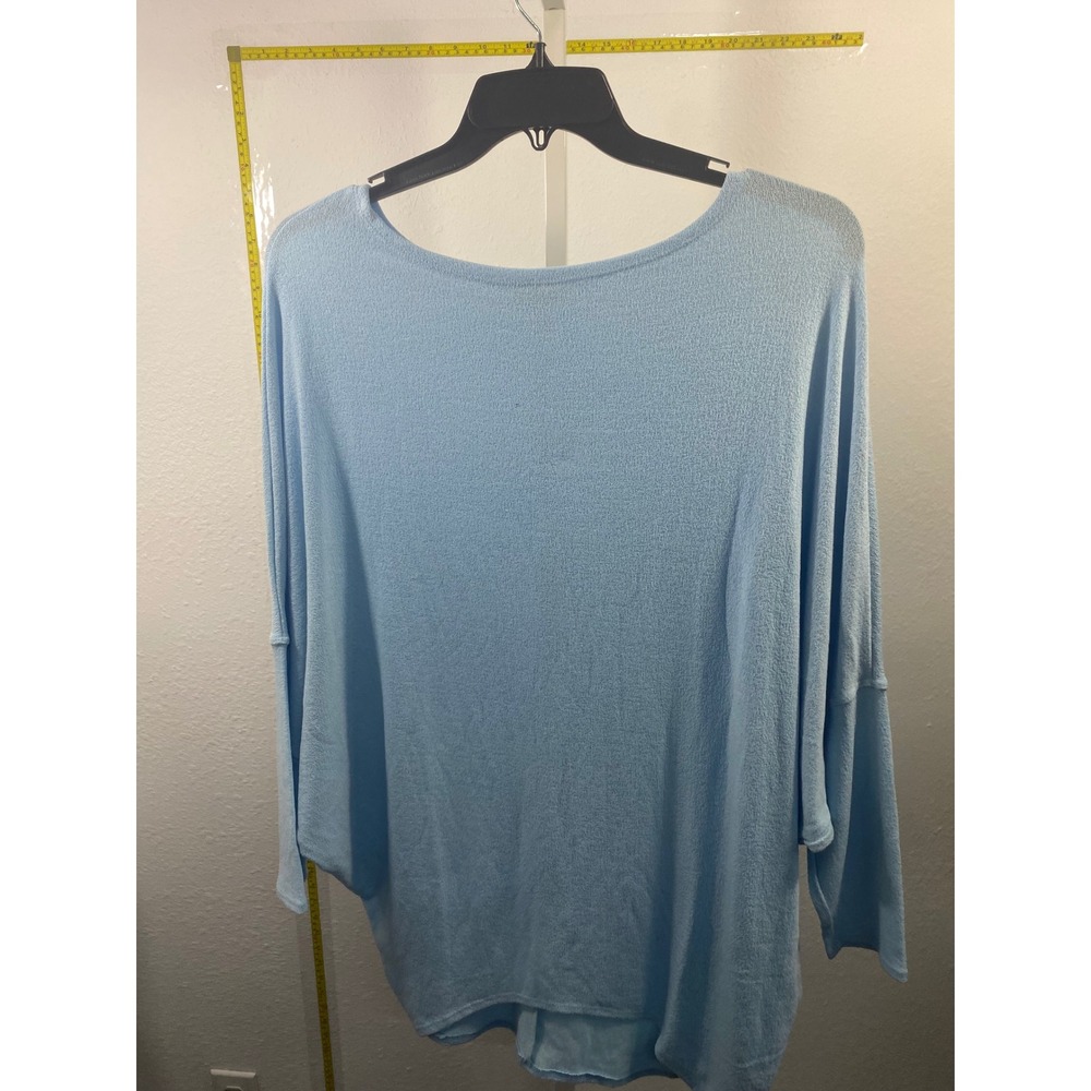 Charlotte Avery Light Blue Dolman Sleeve Textured Knit Oversized Top L/XL